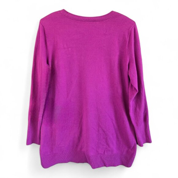 J.Jill Womens Medium Fuchsia Long Sleeve Sweater Top Cotton Blend Tunic - Picture 2 of 8